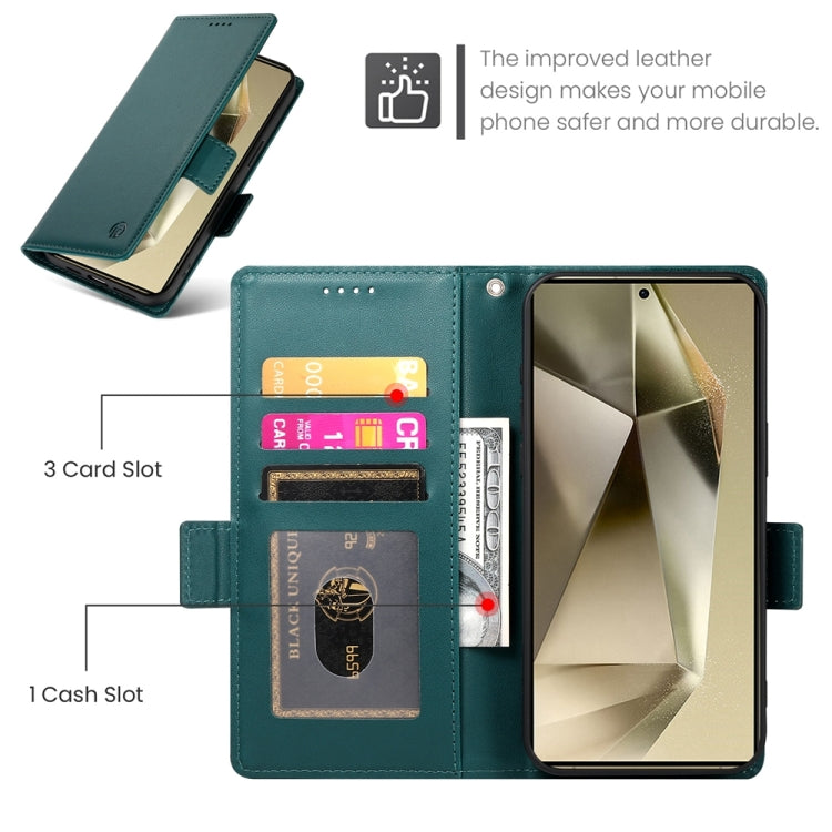For Samsung Galaxy S24 Ultra 5G Side Buckle Magnetic Frosted Leather Phone Case(Dark Green) - HoMEdemic™ 