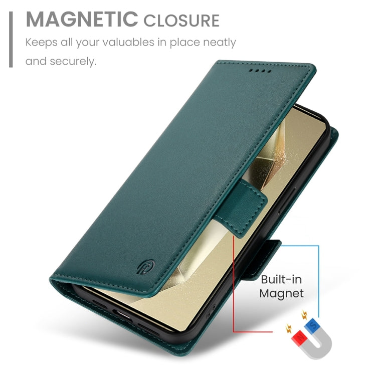 For Samsung Galaxy S24 Ultra 5G Side Buckle Magnetic Frosted Leather Phone Case(Dark Green) - HoMEdemic™ 