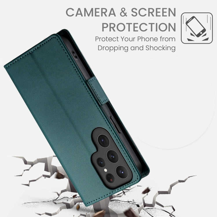 For Samsung Galaxy S24 Ultra 5G Side Buckle Magnetic Frosted Leather Phone Case(Dark Green) - HoMEdemic™ 