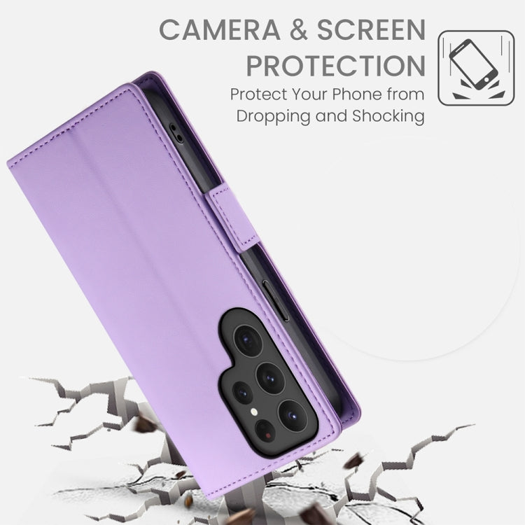 For Samsung Galaxy S24 Ultra 5G Side Buckle Magnetic Frosted Leather Phone Case(Purple) - HoMEdemic™ 
