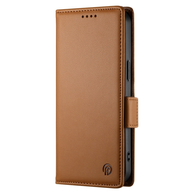 For Samsung Galaxy S24 Ultra 5G Side Buckle Magnetic Frosted Leather Phone Case(Brown) - HoMEdemic™ 