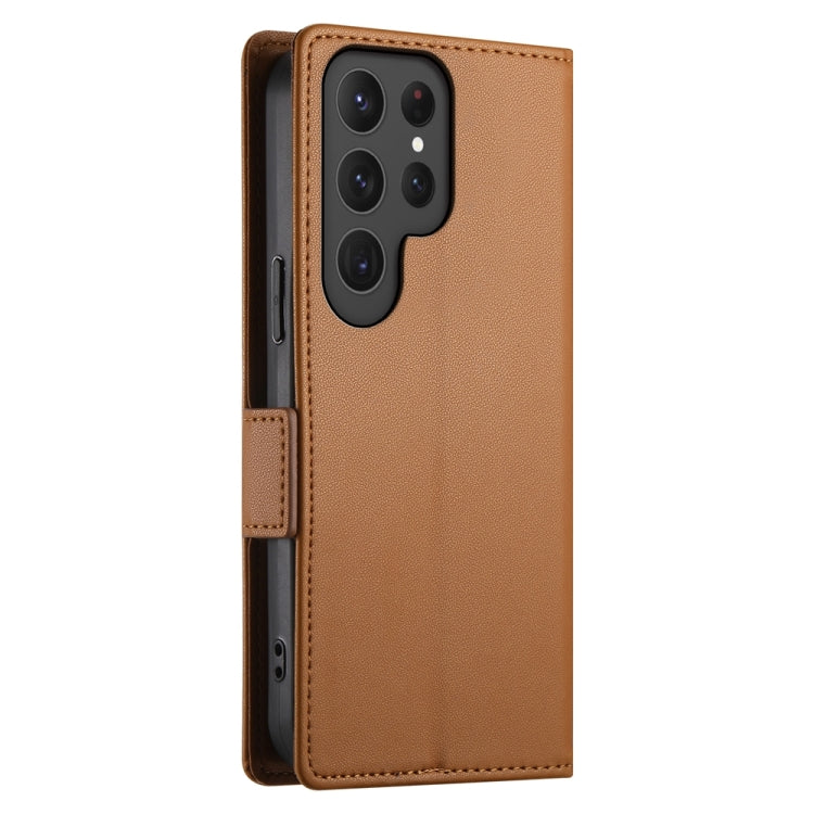 For Samsung Galaxy S24 Ultra 5G Side Buckle Magnetic Frosted Leather Phone Case(Brown) - HoMEdemic™ 