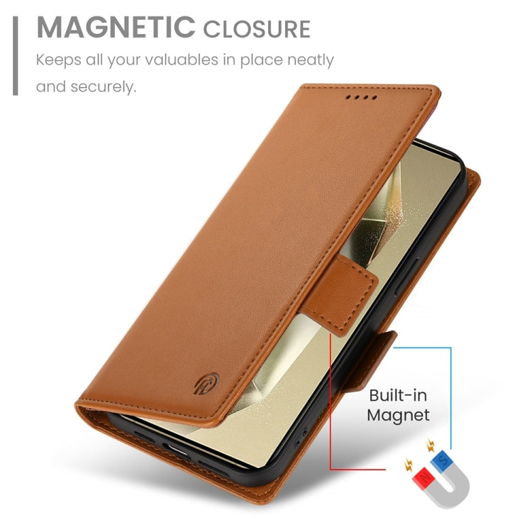 For Samsung Galaxy S24 Ultra 5G Side Buckle Magnetic Frosted Leather Phone Case(Brown) - HoMEdemic™ 