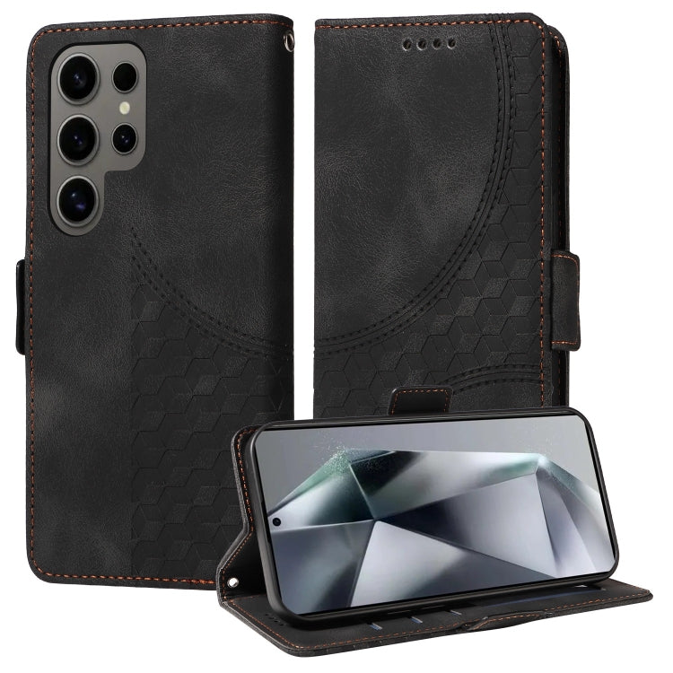 For Samsung Galaxy S24 Ultra 5G Embossed Rhombus Starry Leather Phone Case(Black) - HoMEdemic™ 