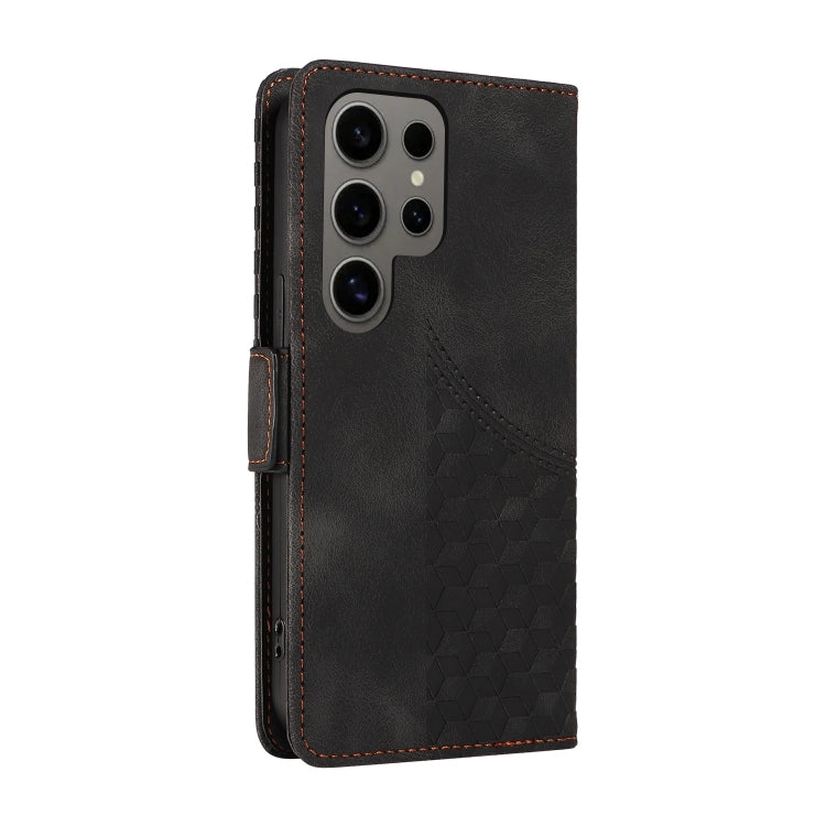 For Samsung Galaxy S24 Ultra 5G Embossed Rhombus Starry Leather Phone Case(Black) - HoMEdemic™ 