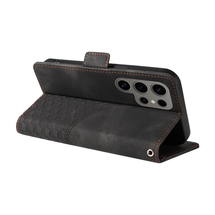 For Samsung Galaxy S24 Ultra 5G Embossed Rhombus Starry Leather Phone Case(Black) - HoMEdemic™ 