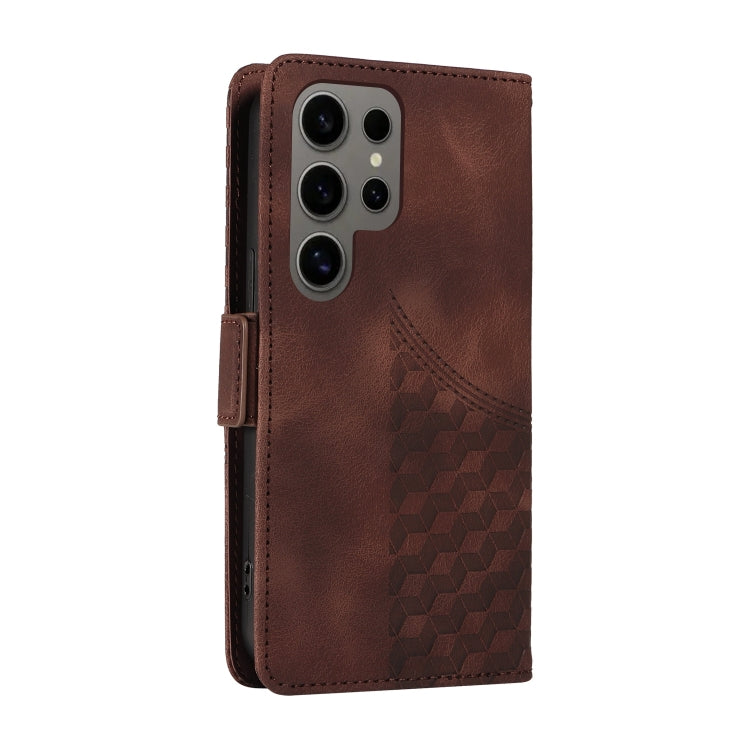 For Samsung Galaxy S24 Ultra 5G Embossed Rhombus Starry Leather Phone Case(Brown) - HoMEdemic™ 