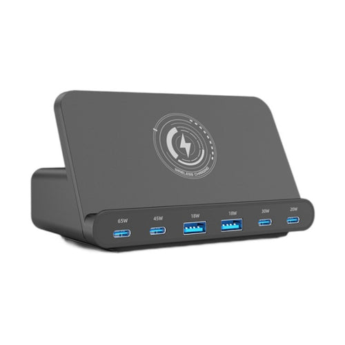 160W 4 x Type-C + 2 x USB Multi Ports Charger Support QI Wireless Charging(Black) - HoMEdemic™ 