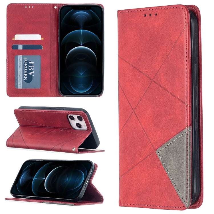 Rhombus Texture Horizontal Flip Magnetic Leather Case with Holder & Card Slots, For iPhone 12 Pro Max - HoMEdemic™ 