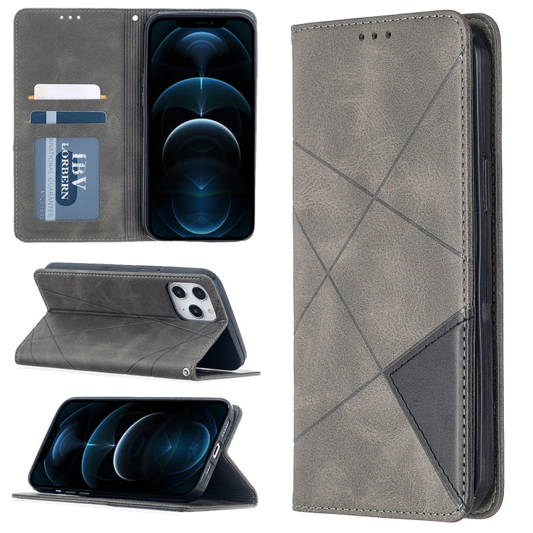 Rhombus Texture Horizontal Flip Magnetic Leather Case with Holder & Card Slots, For iPhone 12 Pro Max - HoMEdemic™ 