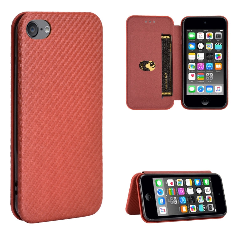 Carbon Fiber Texture Magnetic Horizontal Flip TPU + PC + PU Leather Case with Card Slot, For iPod Touch 5 / 6 / 7 - HoMEdemic™ 