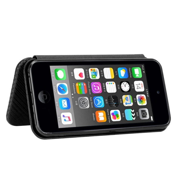 Carbon Fiber Texture Magnetic Horizontal Flip TPU + PC + PU Leather Case with Card Slot, For iPod Touch 5 / 6 / 7 - HoMEdemic™ 