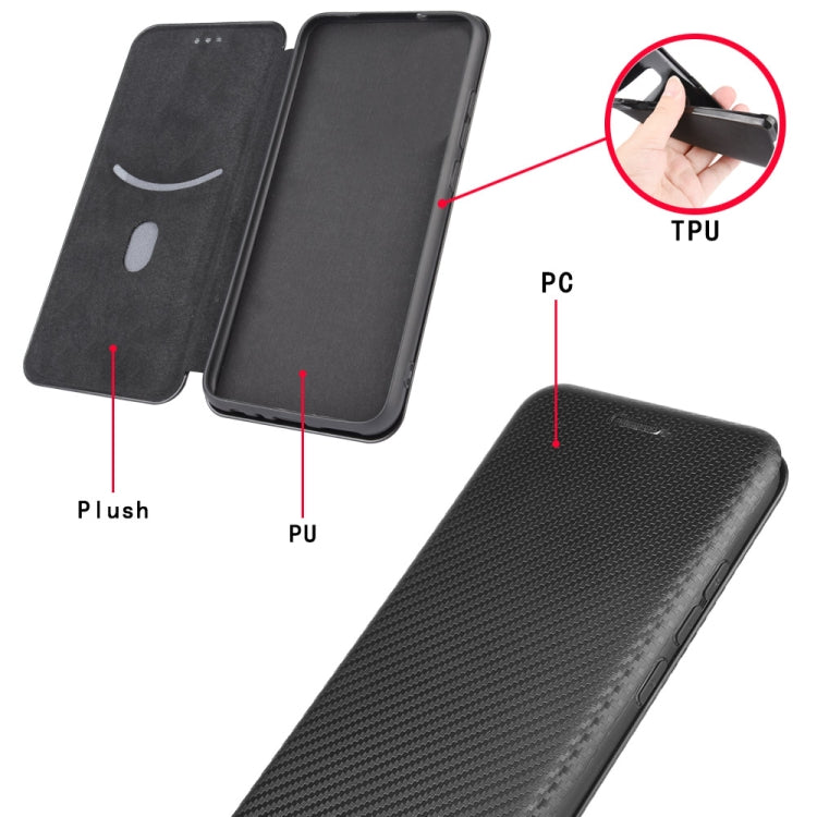Carbon Fiber Texture Magnetic Horizontal Flip TPU + PC + PU Leather Case with Card Slot, For iPod Touch 5 / 6 / 7