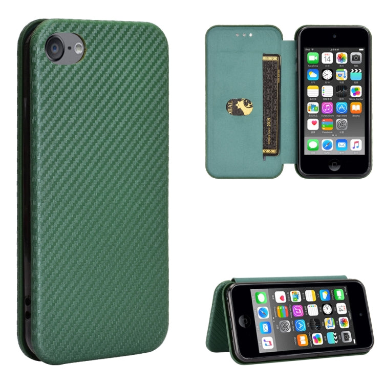 Carbon Fiber Texture Magnetic Horizontal Flip TPU + PC + PU Leather Case with Card Slot, For iPod Touch 5 / 6 / 7 - HoMEdemic™ 