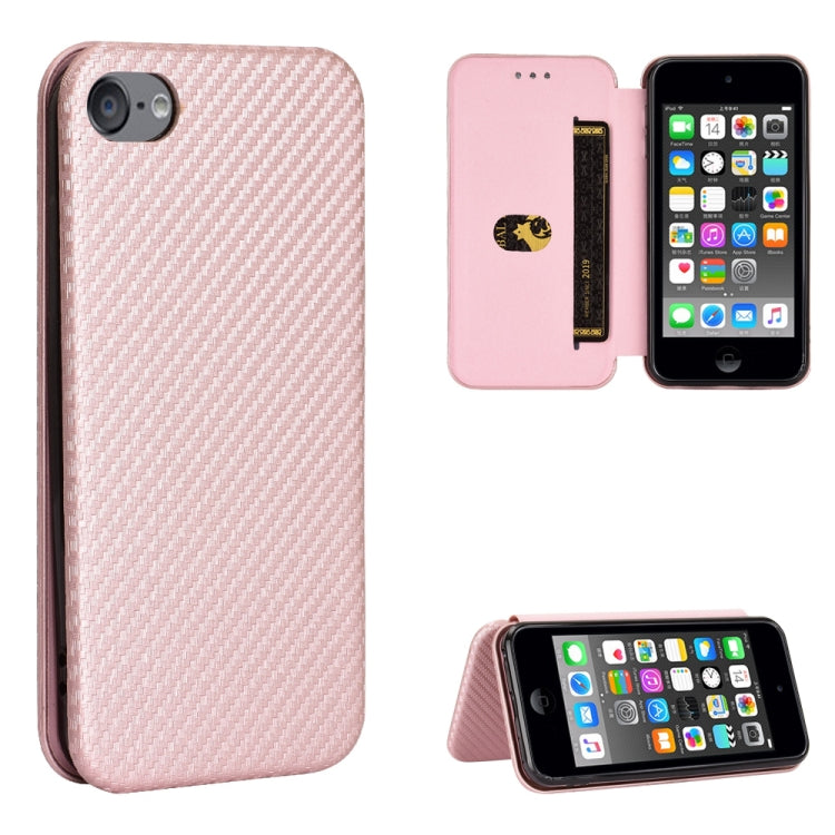 Carbon Fiber Texture Magnetic Horizontal Flip TPU + PC + PU Leather Case with Card Slot, For iPod Touch 5 / 6 / 7 - HoMEdemic™ 
