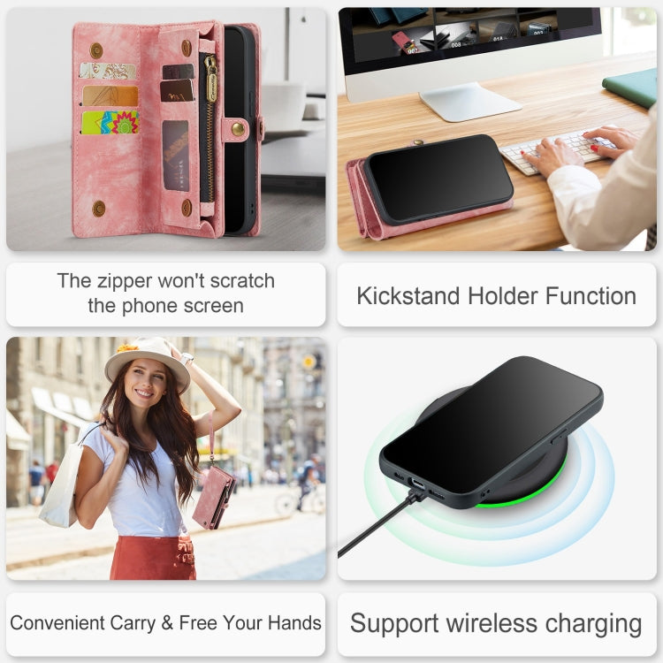 For iPhone 12 Pro Max CaseMe-008 Detachable Multifunctional Wallet Leather Phone Case (Pink) - HoMEdemic™ 