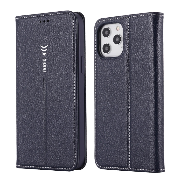 For iPhone 12 Pro Max GEBEI PU+TPU Horizontal Flip Protective Case with Holder & Card Slots(Blue) - HoMEdemic™ 