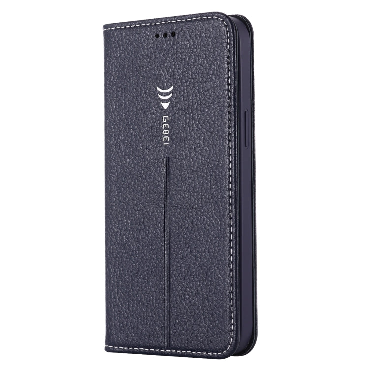For iPhone 12 Pro Max GEBEI PU+TPU Horizontal Flip Protective Case with Holder & Card Slots(Blue) - HoMEdemic™ 