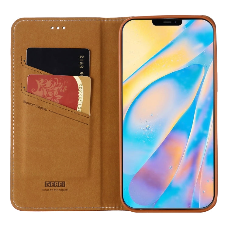 For iPhone 12 Pro Max GEBEI PU+TPU Horizontal Flip Protective Case with Holder & Card Slots(Brown) - HoMEdemic™ 