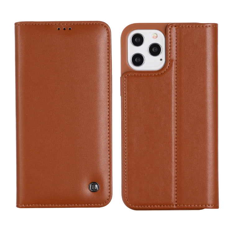 For iPhone 12 Pro Max GEBEI PU+TPU Horizontal Flip Protective Case with Holder & Card Slots(Brown) - HoMEdemic™ 