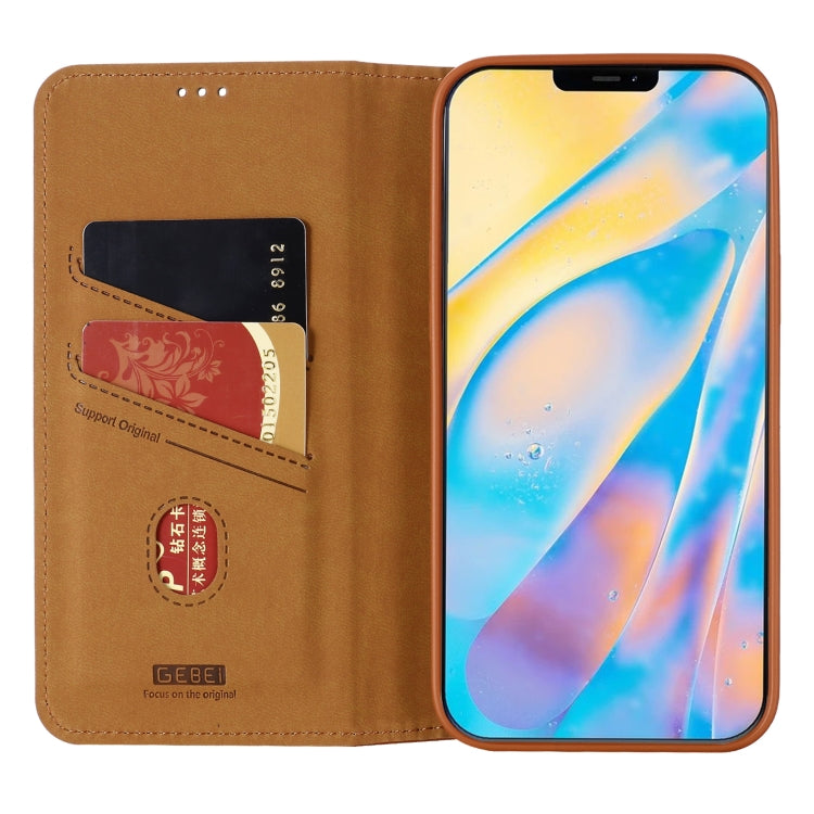 For iPhone 12 Pro Max GEBEI PU+TPU Horizontal Flip Protective Case with Holder & Card Slots(Brown) - HoMEdemic™ 