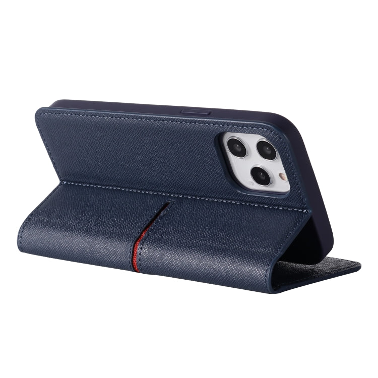 For iPhone 12 / 12 Pro GEBEI Top-grain Leather Horizontal Flip Protective Case with Holder & Card Slots & Wallet & Photo Frame(Blue) - HoMEdemic™ 
