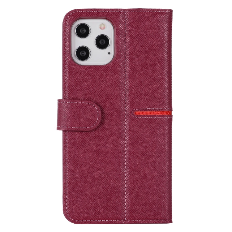 For iPhone 12 / 12 Pro GEBEI Top-grain Leather Horizontal Flip Protective Case with Holder & Card Slots & Wallet & Photo Frame(Wine Red) - HoMEdemic™ 