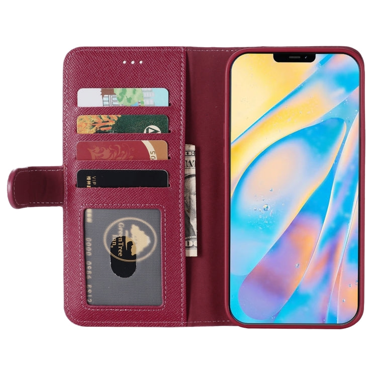 For iPhone 12 / 12 Pro GEBEI Top-grain Leather Horizontal Flip Protective Case with Holder & Card Slots & Wallet & Photo Frame(Wine Red) - HoMEdemic™ 