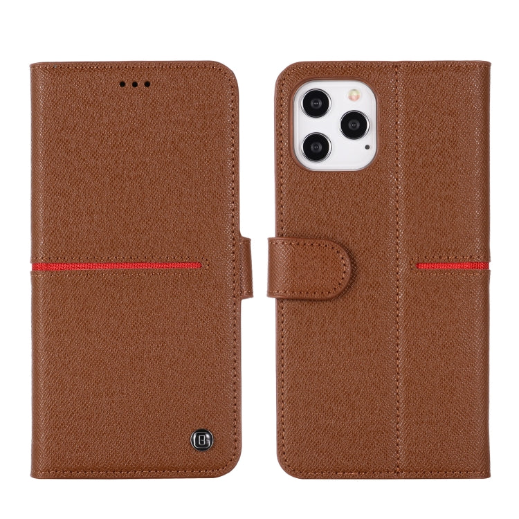 For iPhone 12 / 12 Pro GEBEI Top-grain Leather Horizontal Flip Protective Case with Holder & Card Slots & Wallet & Photo Frame(Brown) - HoMEdemic™ 
