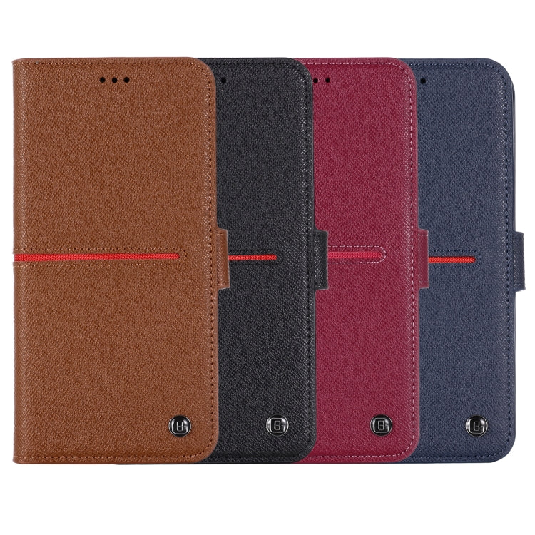 For iPhone 12 / 12 Pro GEBEI Top-grain Leather Horizontal Flip Protective Case with Holder & Card Slots & Wallet & Photo Frame(Wine Red) - HoMEdemic™ 