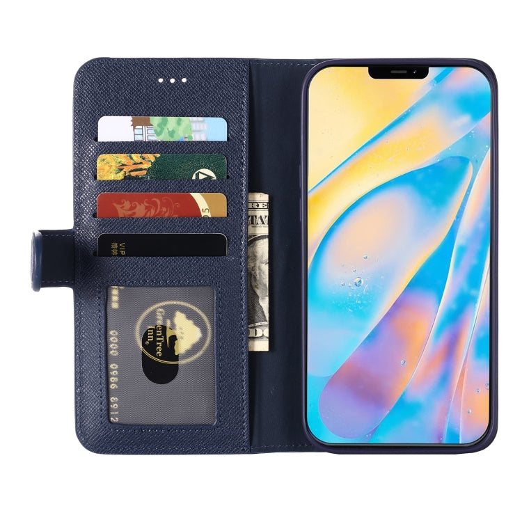 For iPhone 12 Pro Max GEBEI Top-grain Leather Horizontal Flip Protective Case with Holder & Card Slots & Wallet & Photo Frame(Blue) - HoMEdemic™ 