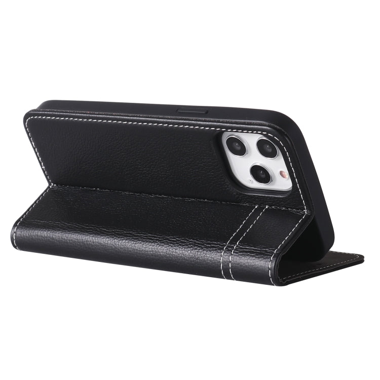 For iPhone 12 mini GEBEI Top-grain Leather Horizontal Flip Protective Case with Holder & Card Slots (Black) - HoMEdemic™ 