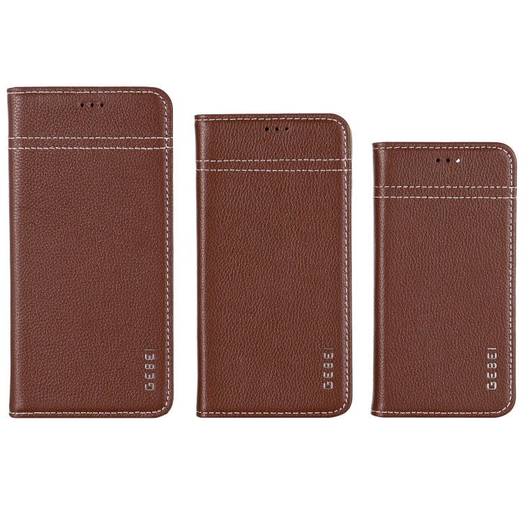 For iPhone 12 mini GEBEI Top-grain Leather Horizontal Flip Protective Case with Holder & Card Slots (Black) - HoMEdemic™ 