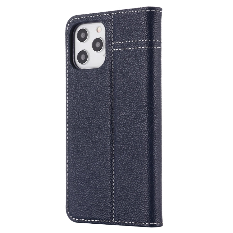 For iPhone 12 / 12 Pro GEBEI Top-grain Leather Horizontal Flip Protective Case with Holder & Card Slots(Blue) - HoMEdemic™ 