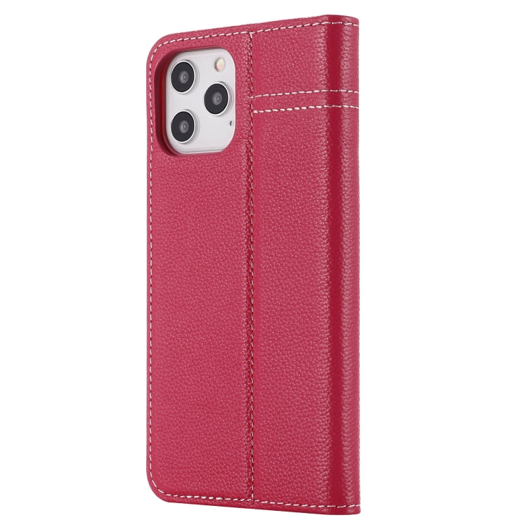 For iPhone 12 / 12 Pro GEBEI Top-grain Leather Horizontal Flip Protective Case with Holder & Card Slots(Rose Red) - HoMEdemic™ 
