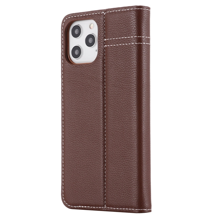 For iPhone 12 / 12 Pro GEBEI Top-grain Leather Horizontal Flip Protective Case with Holder & Card Slots(Brown) - HoMEdemic™ 