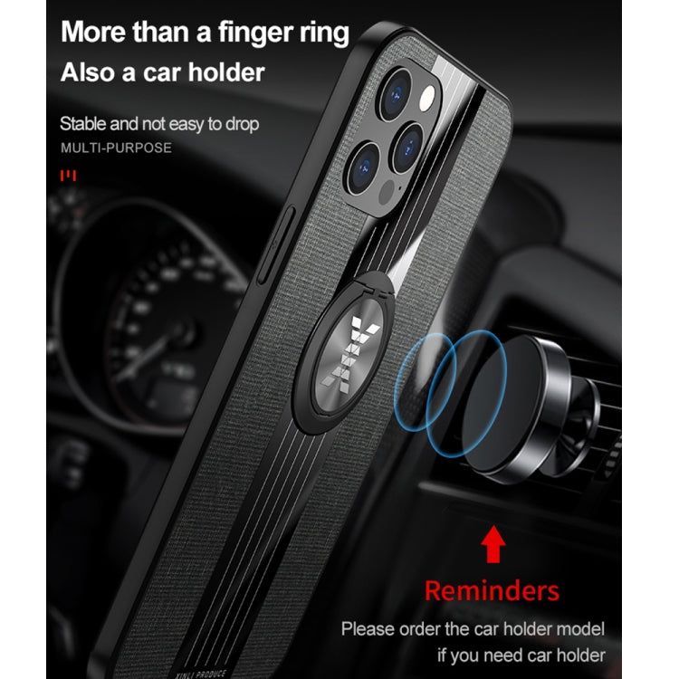 For iPhone 12 XINLI Stitching Cloth Textue Shockproof TPU Protective Case with Ring Holder(Grey) - HoMEdemic™ 