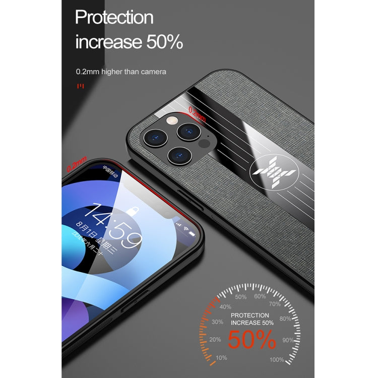 For iPhone 12 XINLI Stitching Cloth Textue Shockproof TPU Protective Case with Ring Holder(Grey) - HoMEdemic™ 