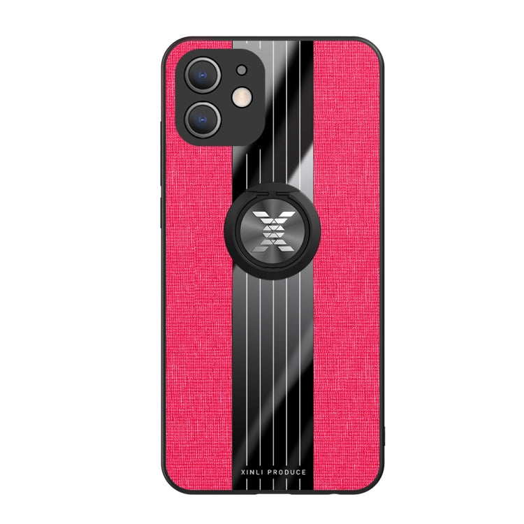 For iPhone 12 mini XINLI Stitching Cloth Textue Shockproof TPU Protective Case with Ring Holder (Red) - HoMEdemic™ 