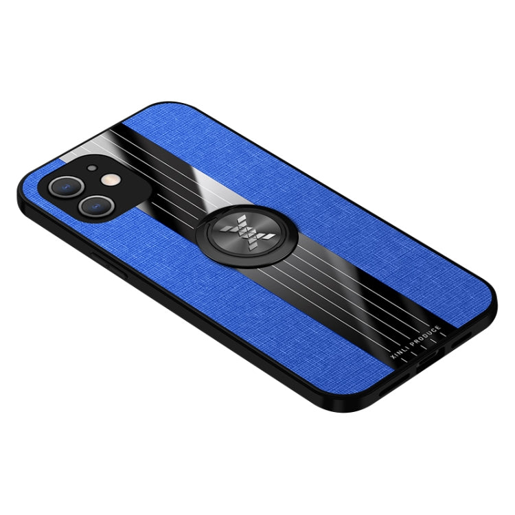 For iPhone 12 mini XINLI Stitching Cloth Textue Shockproof TPU Protective Case with Ring Holder (Blue) - HoMEdemic™ 