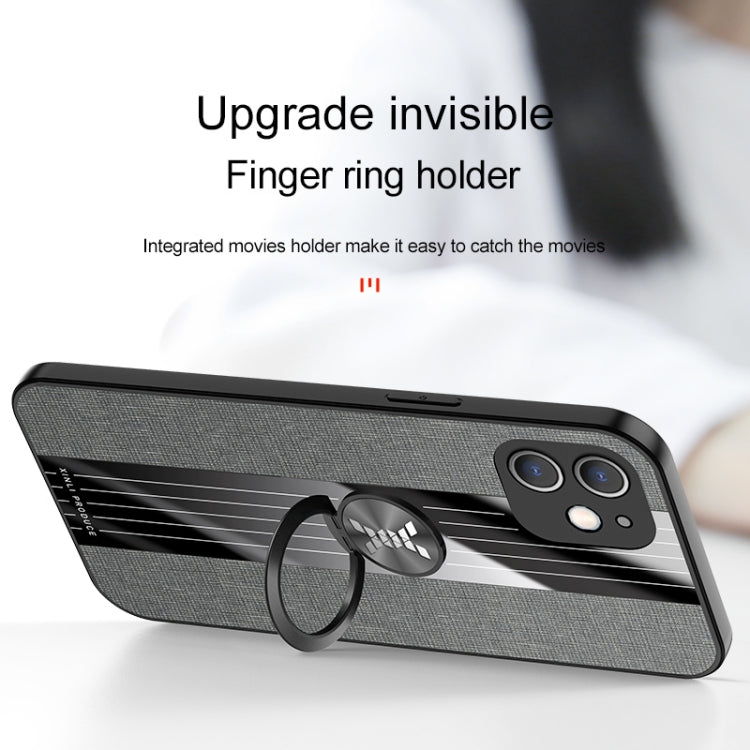 For iPhone 12 mini XINLI Stitching Cloth Textue Shockproof TPU Protective Case with Ring Holder (Blue) - HoMEdemic™ 