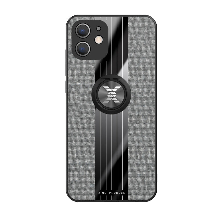 For iPhone 12 mini XINLI Stitching Cloth Textue Shockproof TPU Protective Case with Ring Holder (Grey) - HoMEdemic™ 