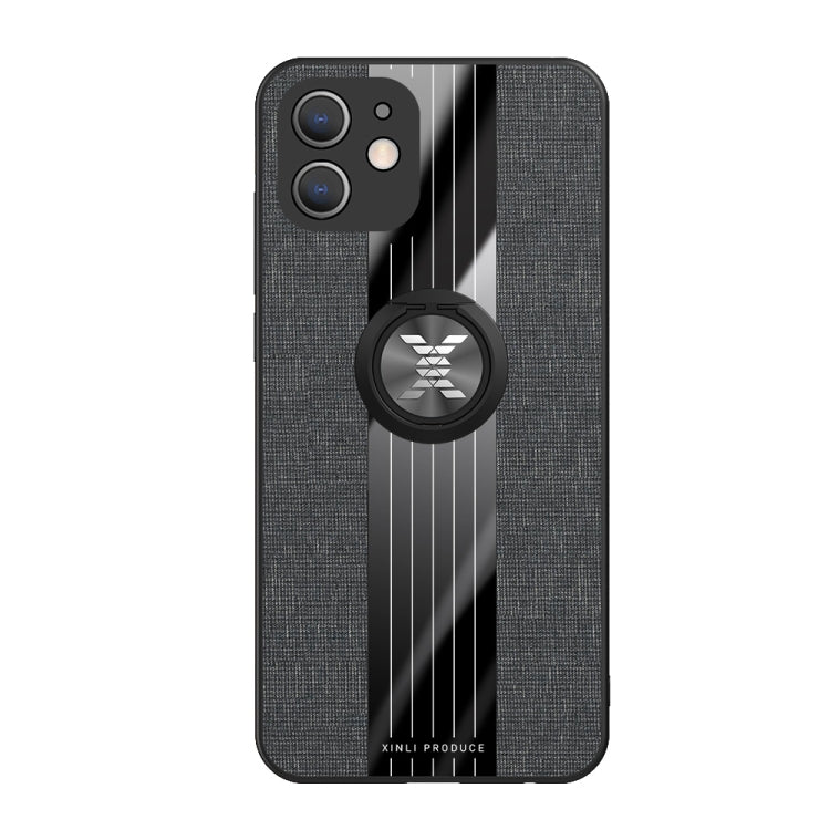 For iPhone 12 mini XINLI Stitching Cloth Textue Shockproof TPU Protective Case with Ring Holder (Black) - HoMEdemic™ 