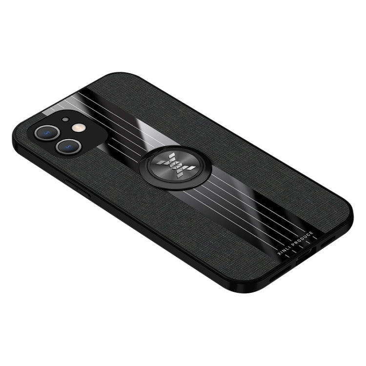 For iPhone 12 mini XINLI Stitching Cloth Textue Shockproof TPU Protective Case with Ring Holder (Black) - HoMEdemic™ 