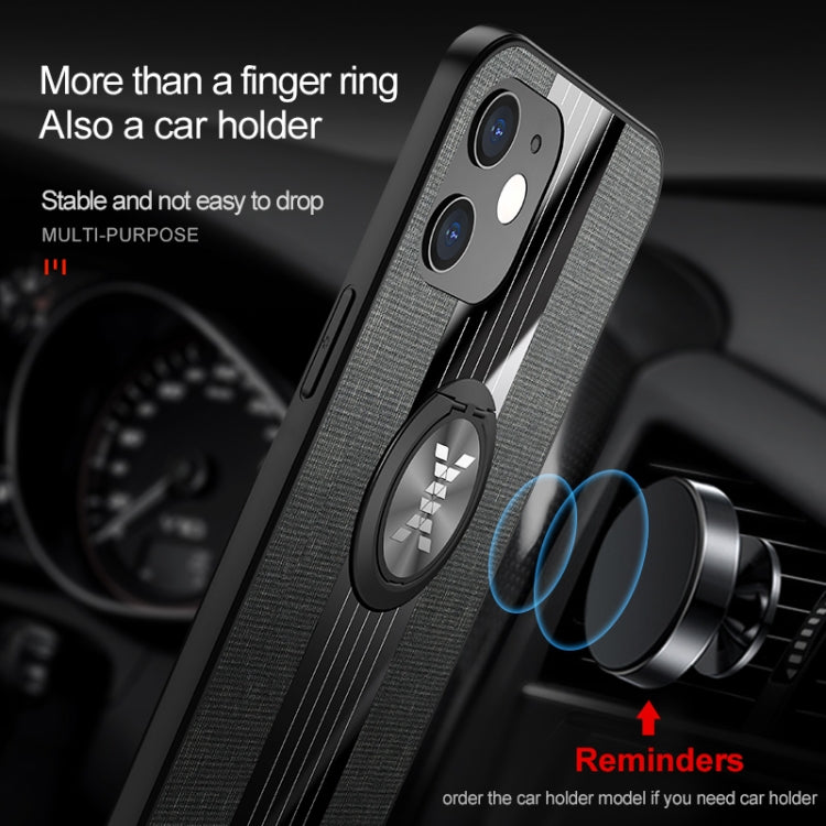 For iPhone 12 mini XINLI Stitching Cloth Textue Shockproof TPU Protective Case with Ring Holder (Black) - HoMEdemic™ 