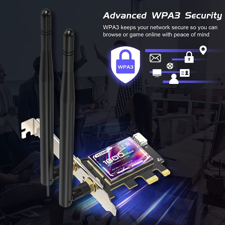 EDUP EP-9658 PCI-E WiFi 6 Card AX1800M Bluetooth 5.2 Adapter for Desktop PC, 2.4GHz/5.8GHz Dual Band Wireless PCI-E Internal Network Card - HoMEdemic™ 