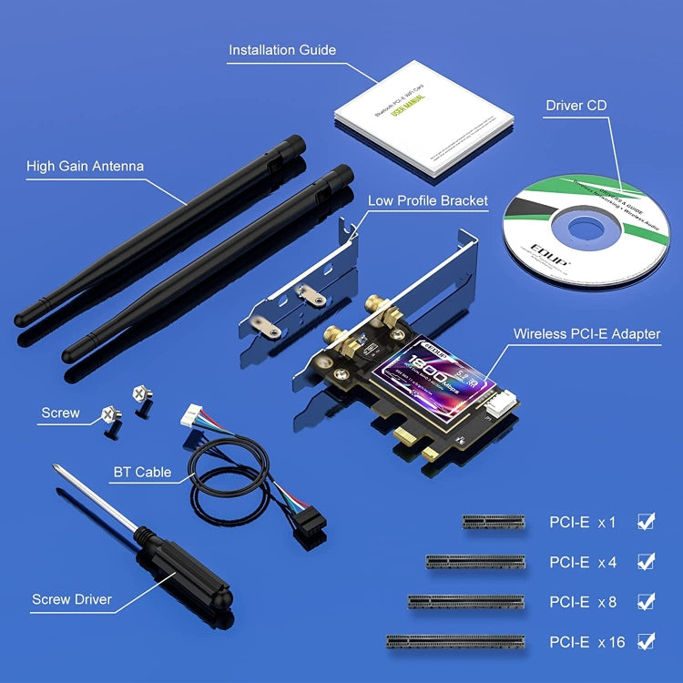 EDUP EP-9658 PCI-E WiFi 6 Card AX1800M Bluetooth 5.2 Adapter for Desktop PC, 2.4GHz/5.8GHz Dual Band Wireless PCI-E Internal Network Card - HoMEdemic™ 