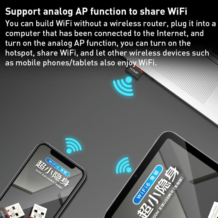 EDUP EP-AX300 300Mbps WiFi6 USB Free Drive Network Adapter - HoMEdemic™ 