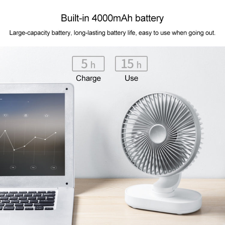 D77 4W Micro USB & USB-C / Type-C Rechargeable Portable Four-speed Adjustable Automatic Head Shaking Desktop Fan, Micro USB & USB-C / Type-C