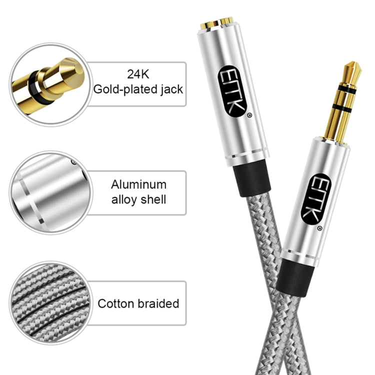 EMK 3.5mm Male to Female Gold-plated Plug Cotton Braided Audio Cable for Speaker / Notebooks / Headphone, Length: 0.5m - HoMEdemic™ 